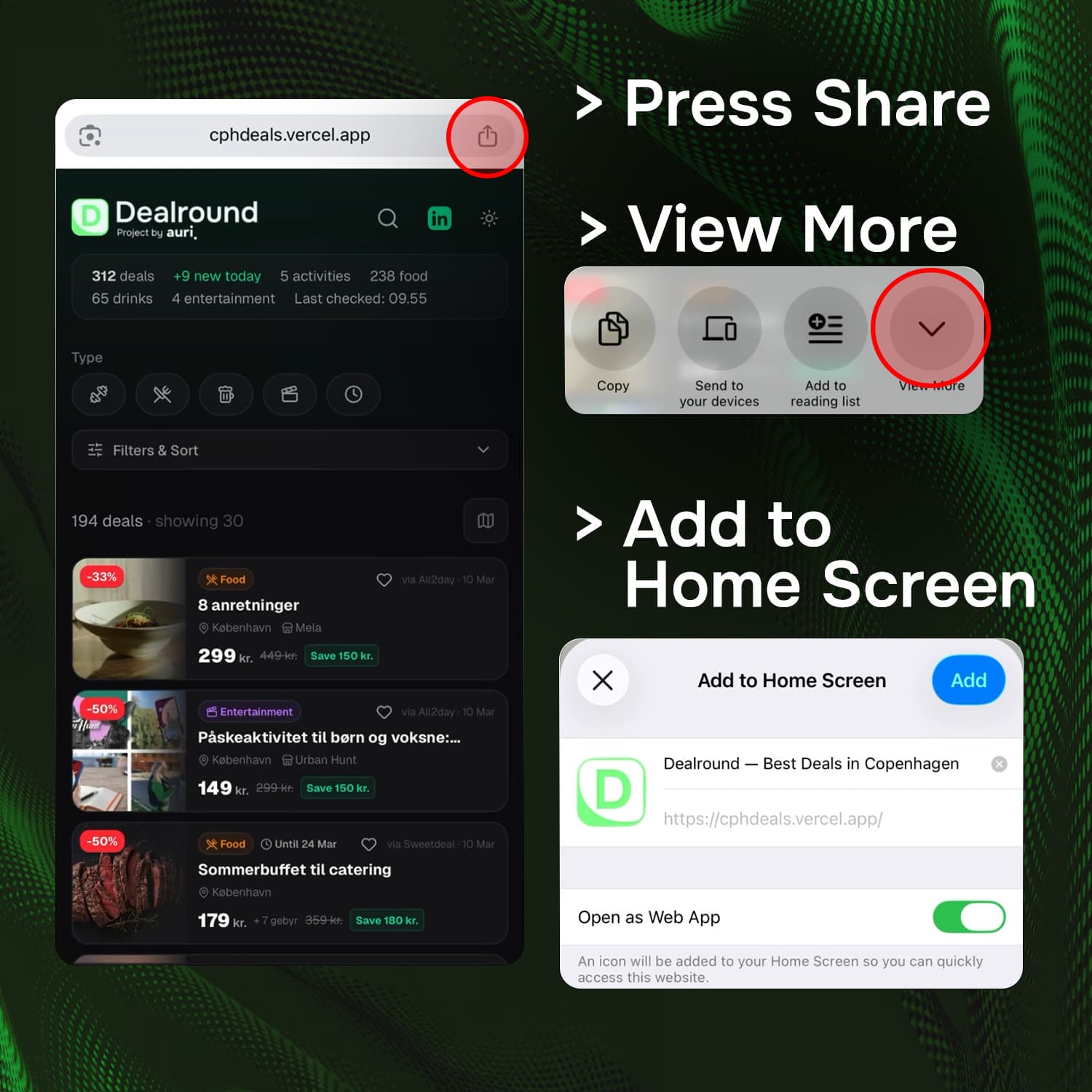 Add Dealround to home screen