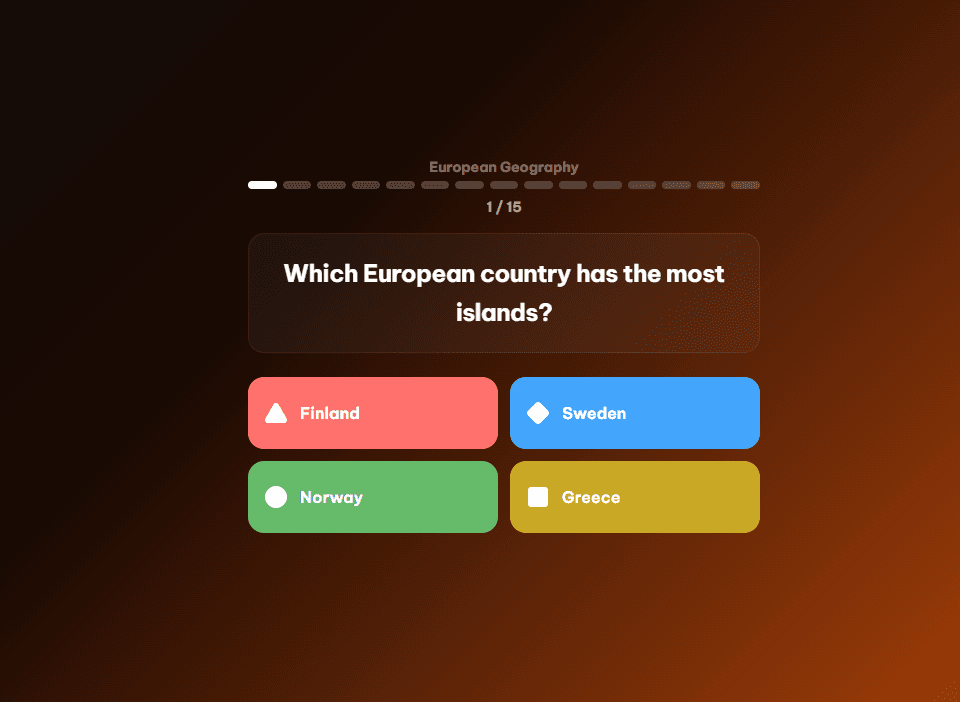 Quizmo multiple-choice gameplay screenshot