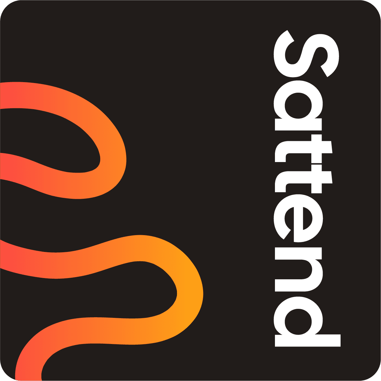 Sattend logo — vertical text with squiggle
